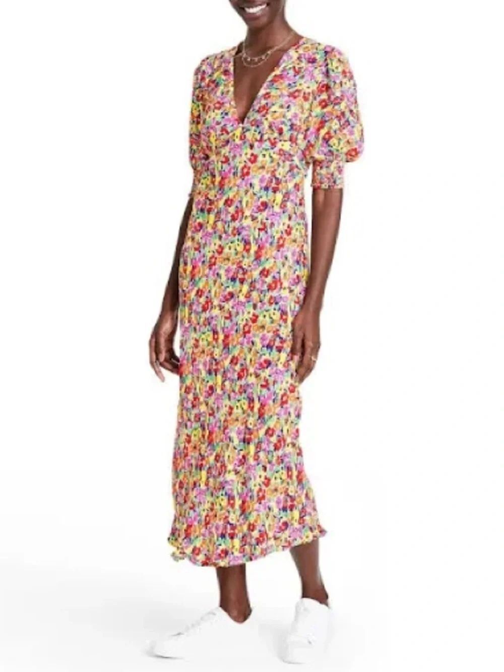 NWT RIXO x Target Floral Puff Sleeve Midi Dress 10
